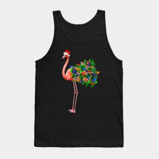 Flamingo Christmas Lights, Xmas Tree, Santa Hat Tank Top